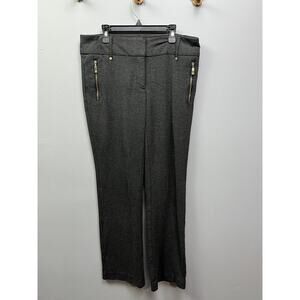 Anne Klein Pants Womens 4 gray houndstooth straight leg gold accents‎ pockets